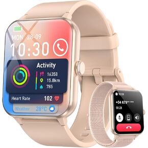 Blackview 2026 Smart Watch (Answer/Make Calls), Fitness Watch for Men and Women with Heart Rate/SpO2/Sleep Monitor/2 Straps, 100+ Sports Modes, IP68 Waterproof Activity Tracker for Android/iPhone in Kuwait