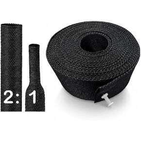 2:1 Heat Shrink Braided Sleeve 2 inch 10FT, Automotive Wear-Resistant Fabric Flat Woven Tubing, Flexible Abrasion Protection Sleeving for Wiring Harness, Cable Sheath, Wires & Hoses Protection in Saudi Arabia