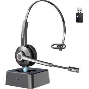 Earbay Trucker Bluetooth Headset, Wireless Headset with Mic for Work Noise Canceling & USB Dongle, Bluetooth Headphones with Microphone Mute & Charing Dock for Trucker/Meeting/Remote Work/PC/Office in Kuwait