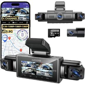 AZDOME M350 4 Channel 360 Dash Cam Front 2.5K,1080P Rear Left Right Camera for Cars, IR Night Vision Built-in GPS with Find My Voice Control, 5G WiFi,Supercapacitor,24/7 Recording,128GB (64, GB) in Kuwait
