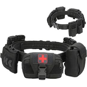 Tzowla Tactical Battle Belts with Pouch Accessories 7 PCS Bag,Duty Tactical Belt Law Enforcement in Kuwait