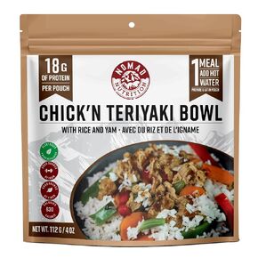 Nomad Nutrition Chick'n Teriyaki Bowl | Instant Freeze Dried Backpacking & Camping Food | Plant-Based, Non-GMO Hiking Meals with High-Energy, Vegan | 112g - 1 Pack in Kuwait
