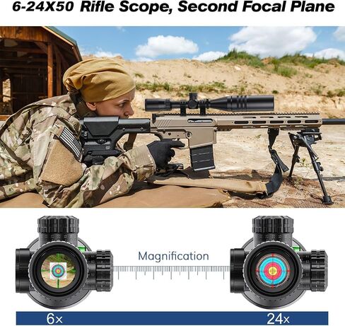 Long Range Rifle Scope,4-16X/6-24X Rifle Scope,SFP Crosshairs Reticle Scopes,with 11mm&20mm Mount &Sunshade in Kuwait
