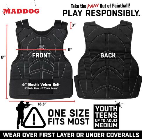 حزمة التحرير والسرد الواقية من Maddog Sports Paintball وAirsoft - واقي صدر مبطن، وقفازات نصف إصبع، وواقي للرقبة - حماية خفيفة الوزن من الصدمات للاعبين الشباب والمراهقين والبالغين in Kuwait