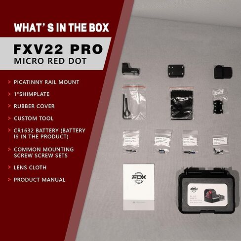 جهاز تصويب النقطة الحمراء الدقيقة متعدد الشبيكات FXV22 PRO لمسدسات البصمة ذات الدرع RMSc - بصريات منعكسة دائرية ذات 2MOA Dot و32MOA مع وضع الاهتزاز والقفل in Kuwait