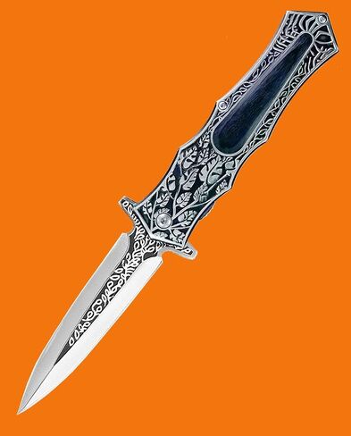 Folding Knife with 3D Retro Embossed Pattern, Pocket Knife,EDC Knives, Pocket Clip on Handles for Camping,Fishing or Favorites Gifts (Black) in Kuwait