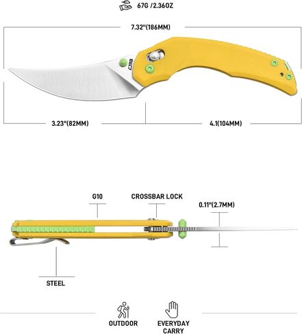 CJRB Nanner Folding Knife, 3.23" AR-RPM9 Steel Blade, G10 Handle in Kuwait