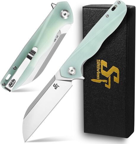 Sitivien ST103 Folding Knife, D2 Steel Blade+G10 Handle Pocket Knife, EDC Tool Knife for Outdoor, Camping, Hunting, Survival (Jade) in Saudi Arabia