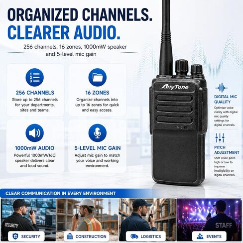 AnyTone D168 UHF DMR Two Way Radio, 4.5W, 256 Channels, AES256 in Kuwait