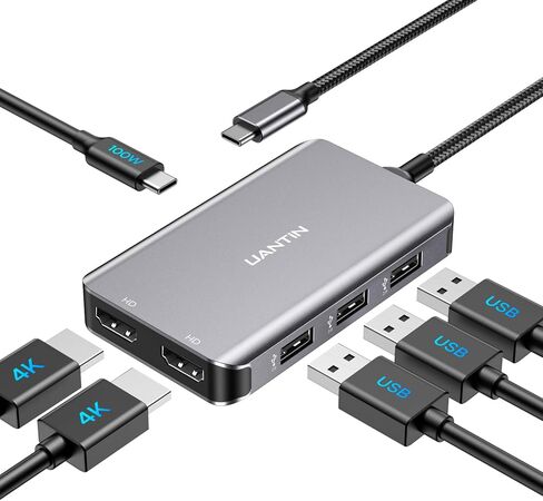 UANTIN 6-in-1 USB C Hub, Type C to Dual HDMI Adapter 4K@60Hz in Saudi Arabia