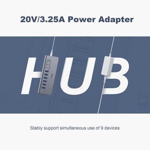 موزع USB يعمل بسرعة 10 جيجابت في الثانية، موزع USB بـ 9 منافذ intpw YH6AC مع USB A/USB C 3.2، 4 USB 3.0، 2 منافذ شحن PD 45 وات، محول طاقة 65 وات + كابل 3.3 قدم، محور موسع USB من الألومنيوم لأجهزة الكمبيوتر المحمول والكمبيوتر الشخصي وiPhone 17/16 in Kuwait
