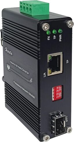 Industrial 10G Ethernet Media Converter, Hardened Fiber Optical Transceiver 10/5/2.5G/1G/100BASE-T RJ45 to 10GBASE-X SFP+, 12~48VDC Redundant Power Input, IP40 Aluminum, DIN-Rail, 16K Jumbo Frame in Kuwait