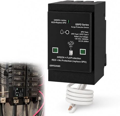 QSPD2A065P Plug-in Surge Protection Device for Siemens Panels & Type QP Load Centers, 65kA 120/240V 2-Pole 1Ø 3W Whole House Surge Protector Breaker with LED Indicator & Audible Alarm in Saudi Arabia