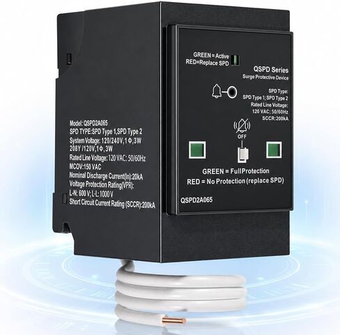 QSPD2A065P Plug-in Surge Protection Device for Siemens Panels & Type QP Load Centers, 65kA 120/240V 2-Pole 1Ø 3W Whole House Surge Protector Breaker with LED Indicator & Audible Alarm in Saudi Arabia