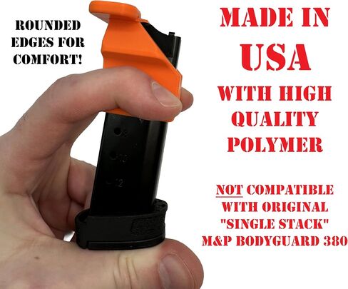 Magazine Speed Loader for Smith & Wesson Bodyguard 2.0 (NOT Single Stack) | Large Top Handle and Rounded Side Flanges for Comfort | Ergonomic, Easy, and Pain Free | Made in USA in Saudi Arabia