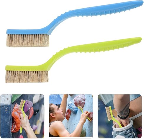 Bouldering Climbing Brush and Sturdy Bristle 2pcs Ergonomic with Curved Plastic Handle for Efficient Chalk Removal, Rock Cleaning Tool for Indoor and Outdoor Climbing in Saudi Arabia