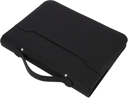 Aramox Leather Portfolio13 6x10 4in Black Superior Vegan Leather Business Portfolio with Zipper for Men and Women in Saudi Arabia