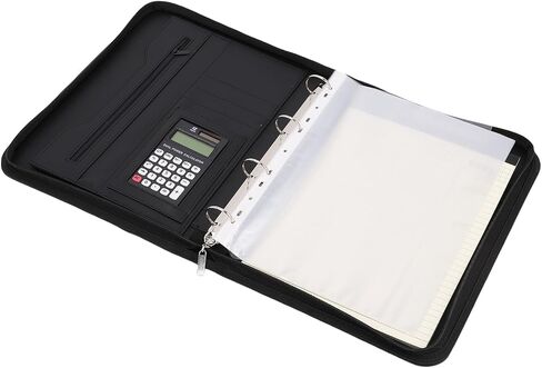 Aramox Leather Portfolio13 6x10 4in Black Superior Vegan Leather Business Portfolio with Zipper for Men and Women in Saudi Arabia