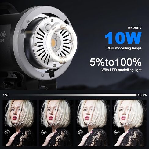 Godox MS300V Studio Flash kit，2xsoftboxes, 2xumbrellas，1xreflector，1xAT-16 Trigger，2x2.4G monolights (with Bowens Mount),Suitable for Studio, Portrait and Fashion Photography. in Saudi Arabia