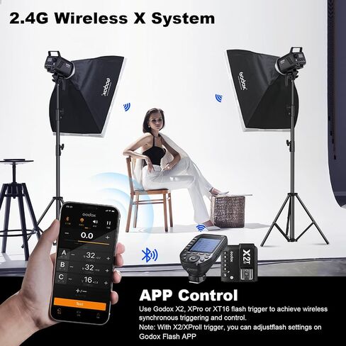 Godox MS300V Studio Flash kit，2xsoftboxes, 2xumbrellas，1xreflector，1xAT-16 Trigger，2x2.4G monolights (with Bowens Mount),Suitable for Studio, Portrait and Fashion Photography. in Saudi Arabia