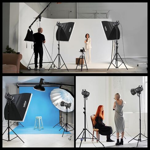 Godox MS300V Studio Flash kit，2xsoftboxes, 2xumbrellas，1xreflector，1xAT-16 Trigger，2x2.4G monolights (with Bowens Mount),Suitable for Studio, Portrait and Fashion Photography. in Saudi Arabia