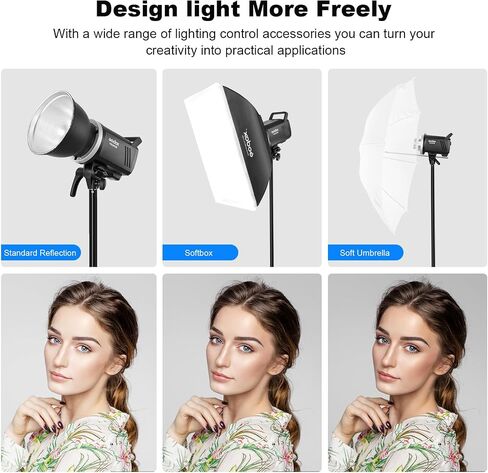 Godox MS300V Studio Flash kit，2xsoftboxes, 2xumbrellas，1xreflector，1xAT-16 Trigger，2x2.4G monolights (with Bowens Mount),Suitable for Studio, Portrait and Fashion Photography. in Saudi Arabia