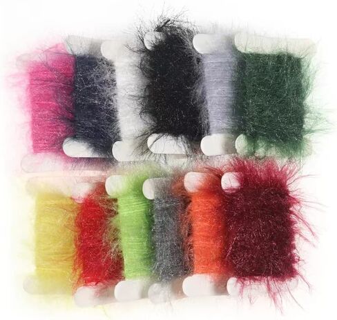 GREATFISHING 12 Color/Set 12pc Assorted Colors Fly Tying Dubbing Line Yarn Scud Sand Worm Flies New Fly Tying Material for Nymph Adult Body 5 Meters in Kuwait