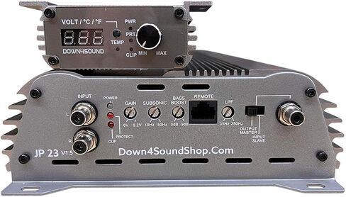 DOWN4SOUND JP23 V1.5 Elite Gray | Monoblock Amplifier - 2300W RMS, 1-Ohm Stable, Linkable for Car Audio Systems, High-Performance Bass Amplifier for 2000W Subwoofer Setup in Saudi Arabia