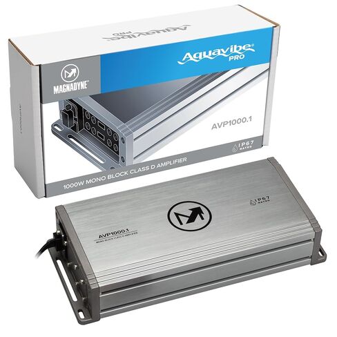 Magnadyne Aquavibe Pro AVP1000.1 Mono-Channel Marine Amplifier, 1000W RMS Class-D, IP67 Waterproof, Compact High-Performance Subwoofer Amp for Boat, Side-by-Side, ATV, RV & Motorcycles in Kuwait