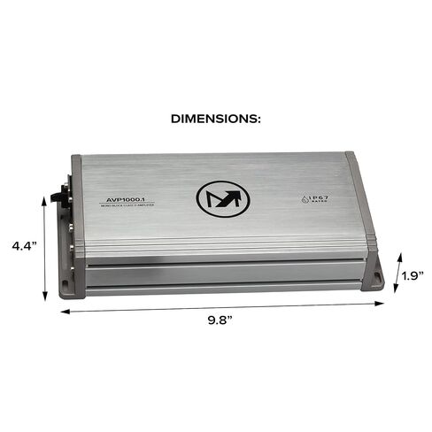 Magnadyne Aquavibe Pro AVP1000.1 Mono-Channel Marine Amplifier, 1000W RMS Class-D, IP67 Waterproof, Compact High-Performance Subwoofer Amp for Boat, Side-by-Side, ATV, RV & Motorcycles in Kuwait