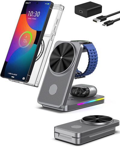 Magnetic Wireless Charger for Samsung, 3 in 1 Travel Charging Station in Kuwait