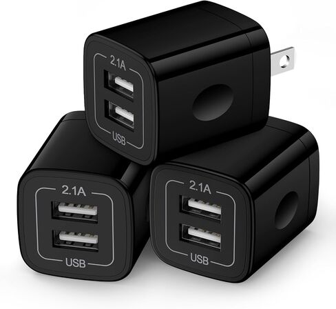 Wall Charger Block,2.1A/5V Dual Port USB Wall Plug Power USB Adapter Plug in Kuwait