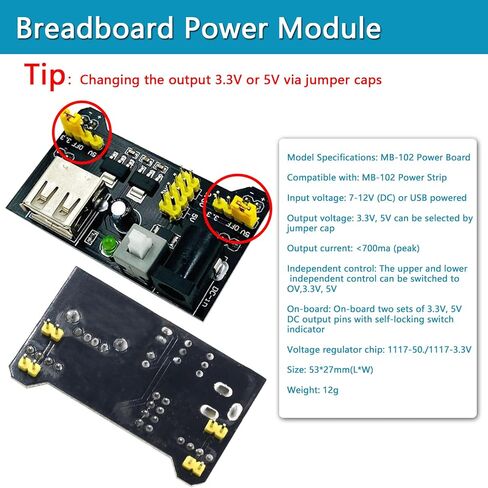 Upgraded Electronics Component Fun Kit Power Supply Module, Jumper Wire, 830 Breadboard, LED,Capacitor,Diode,Resistor,Transistor,Compatible Raspberry Pi, STM32 in Kuwait