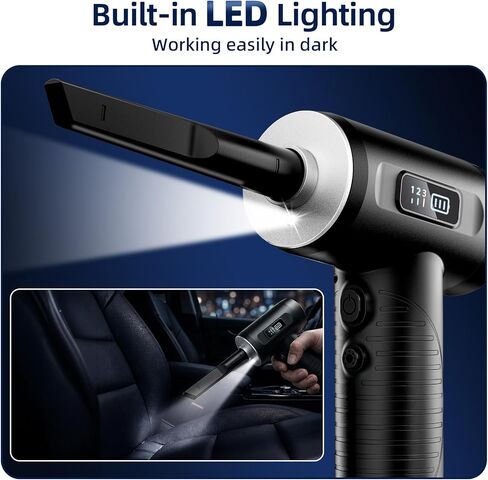 Compressed Air Duster, 100000RPM Super Power Electric Air Duster with LED Light, 3-Gear Adjustable Rechargeable Cordless Air Blower for Keyboard Car House Electric Devices Cleaning Outdoor in Saudi Arabia