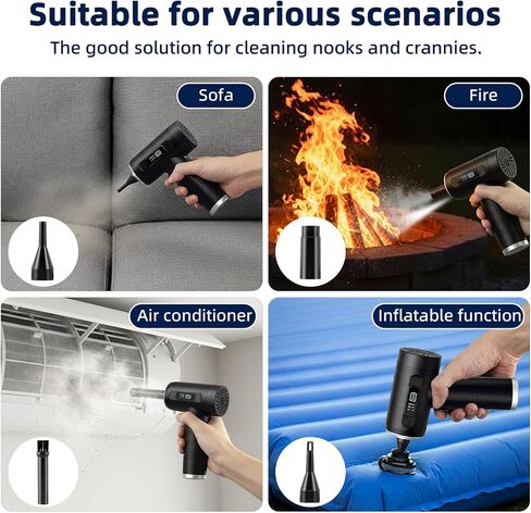 Compressed Air Duster, 100000RPM Super Power Electric Air Duster with LED Light, 3-Gear Adjustable Rechargeable Cordless Air Blower for Keyboard Car House Electric Devices Cleaning Outdoor in Saudi Arabia