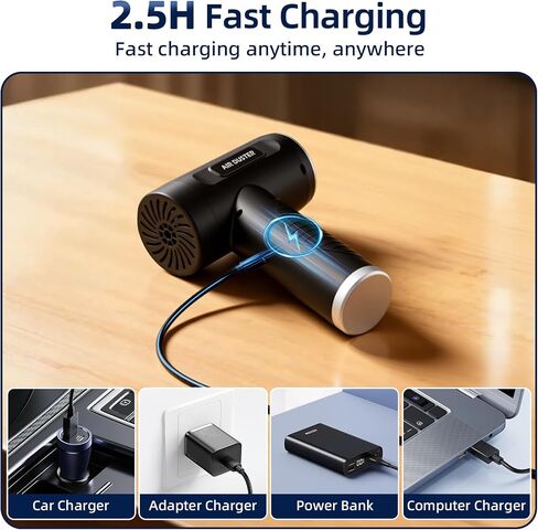 Compressed Air Duster, 100000RPM Super Power Electric Air Duster with LED Light, 3-Gear Adjustable Rechargeable Cordless Air Blower for Keyboard Car House Electric Devices Cleaning Outdoor in Saudi Arabia