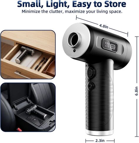 Compressed Air Duster, 100000RPM Super Power Electric Air Duster with LED Light, 3-Gear Adjustable Rechargeable Cordless Air Blower for Keyboard Car House Electric Devices Cleaning Outdoor in Saudi Arabia
