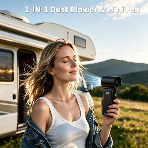 Compressed Air Duster - 180000RPM Powerful Electric Air Duster, 12 Gear Adjustable Cordless Air Blower, Rechargeable Air Dust Cleaner for Keyboard, Computer, Home, Outdoor, Car in Saudi Arabia