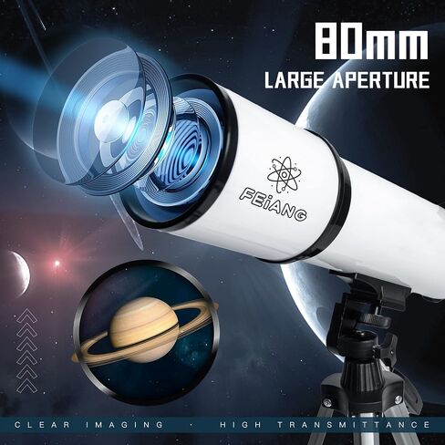 80mm Aperture 600mm Astronomical Refracting Telescope with AZ Mount, 24X-180X Eyepiece, Wireless Control, Carrying Bag - For Beginners in Saudi Arabia
