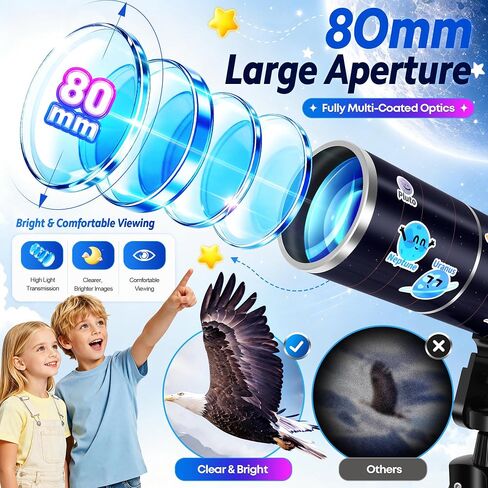 80mm Portable Telescope Kit for Adults & Kids with Pop-Up Tent in Saudi Arabia