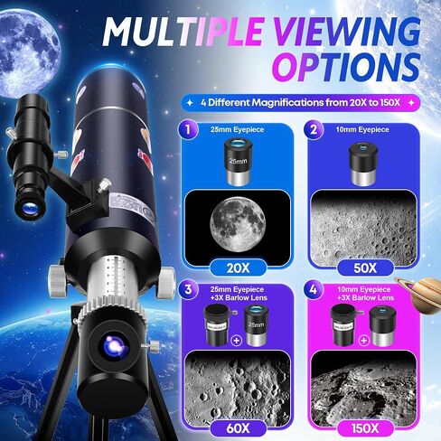 80mm Portable Telescope Kit for Adults & Kids with Pop-Up Tent in Saudi Arabia