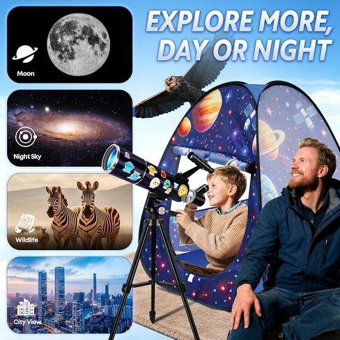 80mm Portable Telescope Kit for Adults & Kids with Pop-Up Tent in Saudi Arabia
