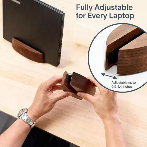Nordik Vertical Laptop Stand - Adjustable Solid Walnut Laptop Dock in Saudi Arabia