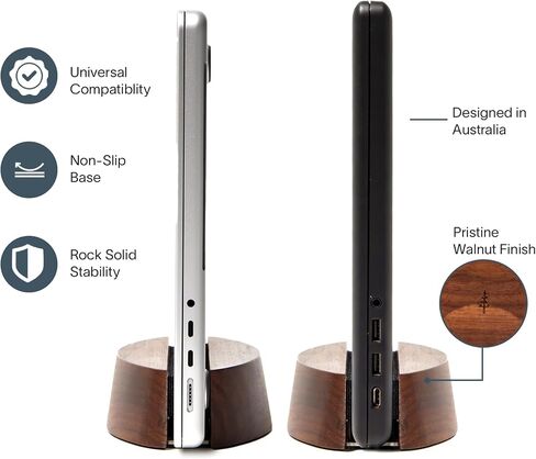 Nordik Vertical Laptop Stand - Adjustable Solid Walnut Laptop Dock in Saudi Arabia