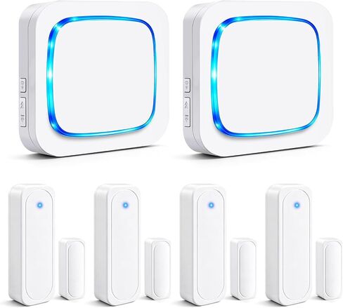 4 in 2 Sensor Wireless Door Chime 58 Melodies 5 Volume Alarm LED for Home in Saudi Arabia