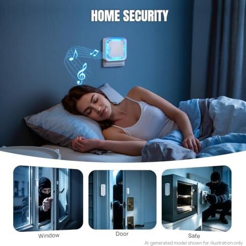 4 in 2 Sensor Wireless Door Chime 58 Melodies 5 Volume Alarm LED for Home in Saudi Arabia