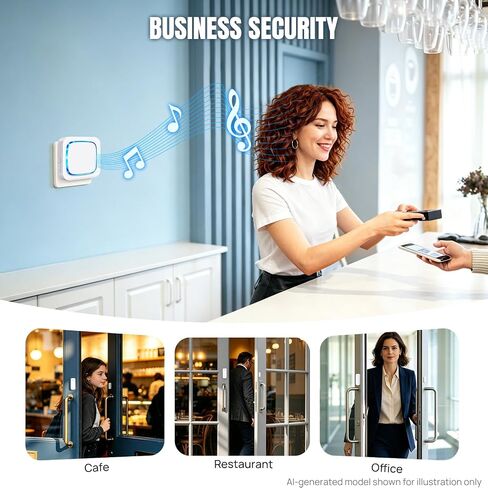 4 in 2 Sensor Wireless Door Chime 58 Melodies 5 Volume Alarm LED for Home in Saudi Arabia