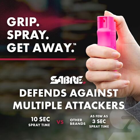 SABRE Personal Safety Kit With Pepper Spray and Personal Alarm, 3X longer spray time, Intuitive Finger Grip, 120dB Alarm, Audible Up To 1,280-Feet (390-Meters) in Saudi Arabia