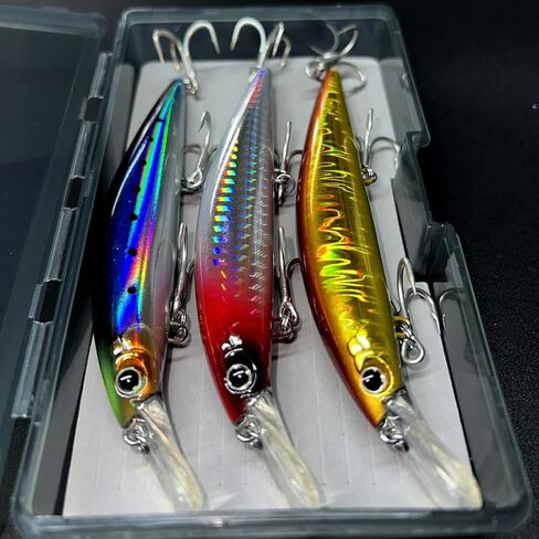 3pcs Saltwater Jerkbait, Fishing Hard Baits for Bass, Ocean Bass Fishing Kit | High-Index Plastic Sinking Jerkbait Swimbaits for Bass & Trout | Multi-Color, Casting Lures Saltwater, Artificial Lures in Saudi Arabia