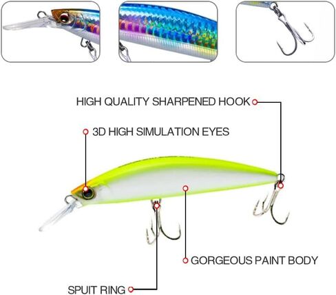 3pcs Saltwater Jerkbait, Fishing Hard Baits for Bass, Ocean Bass Fishing Kit | High-Index Plastic Sinking Jerkbait Swimbaits for Bass & Trout | Multi-Color, Casting Lures Saltwater, Artificial Lures in Saudi Arabia